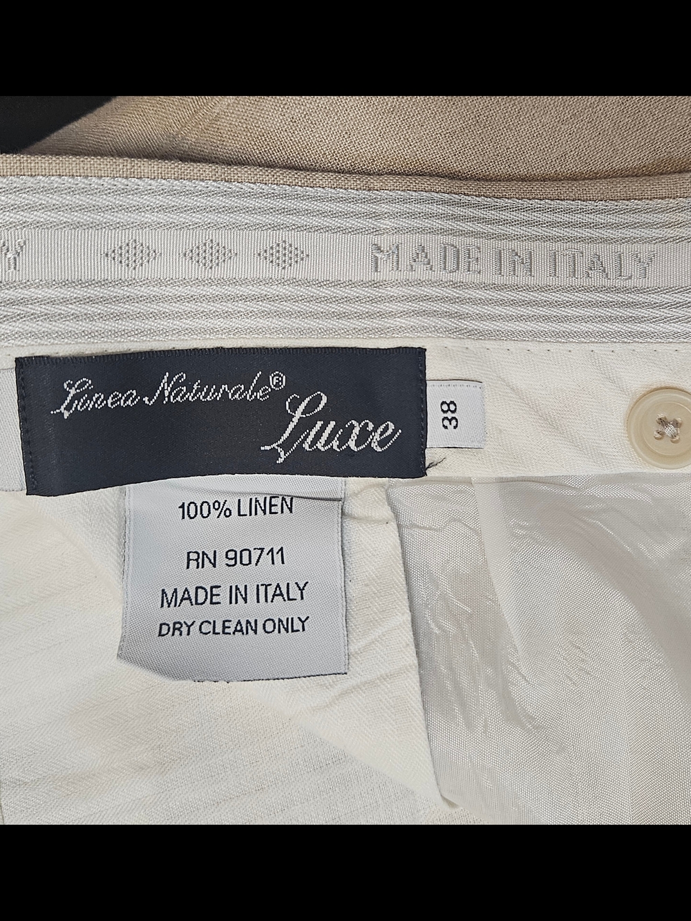 Linea Naturale Luxe Mens NWOT 100% Linen Beige Trousers Made in Italy Size 38 - Picture 4 of 16